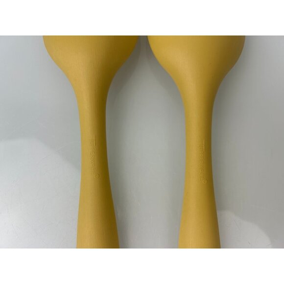Tupperware Set of 2 Salad Serving Forks Golden Harvest Yellow Plastic Vintage - Picture 9 of 13